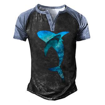 Shark 2 Lovers Silhouette Earth Day And Ocean Week Awareness Men's Henley Shirt Raglan Sleeve 3D Print T-shirt - Thegiftio UK
