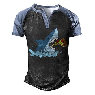 Shark Eating Pizza Sharks Pizza Pullover Men's Henley Shirt Raglan Sleeve 3D Print T-shirt - Thegiftio UK