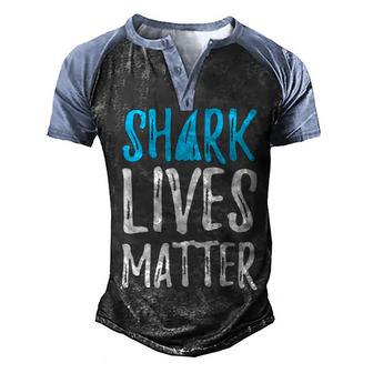Shark Lives Matter Awareness V2 Men's Henley Shirt Raglan Sleeve 3D Print T-shirt - Thegiftio UK