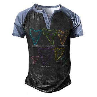 Shark Tooth Types Fossil Hunting Men's Henley Shirt Raglan Sleeve 3D Print T-shirt - Thegiftio UK