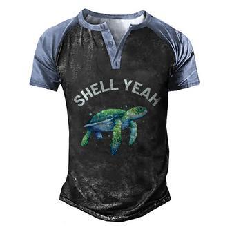 Shell Yeah Gift Cute Tortoise And Sea Turtle Lover Cool Gift Men's Henley Shirt Raglan Sleeve 3D Print T-shirt - Thegiftio UK