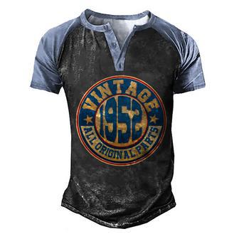 Shield Emblem Vintage 1952 All Original Parts 70Th Birthday Graphic Design Printed Casual Daily Basic Men's Henley Shirt Raglan Sleeve 3D Print T-shirt - Thegiftio UK