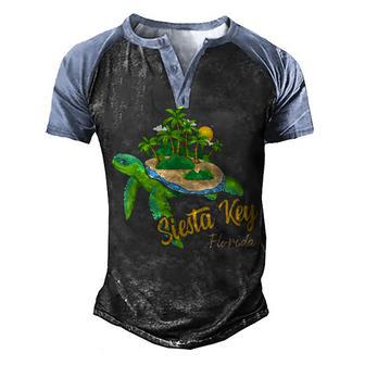Siesta Key Florida Beach Turtle Sea Ocean Palm Summer Men's Henley Shirt Raglan Sleeve 3D Print T-shirt - Thegiftio UK