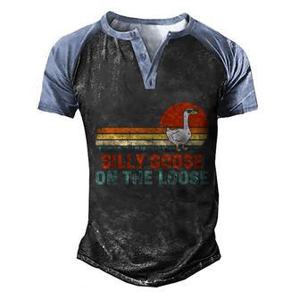 Silly Goose On The Loose Vintage Retro Sunset Graphic Design Printed Casual Daily Basic Men's Henley Shirt Raglan Sleeve 3D Print T-shirt - Thegiftio UK