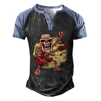 Skeleton Guitar Rock Graphic Design Printed Casual Daily Basic Men's Henley Shirt Raglan Sleeve 3D Print T-shirt - Thegiftio UK
