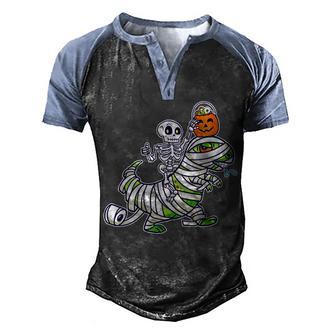 Skeleton Riding T-Rex Halloween Graphic Design Printed Casual Daily Basic Men's Henley Shirt Raglan Sleeve 3D Print T-shirt - Thegiftio UK