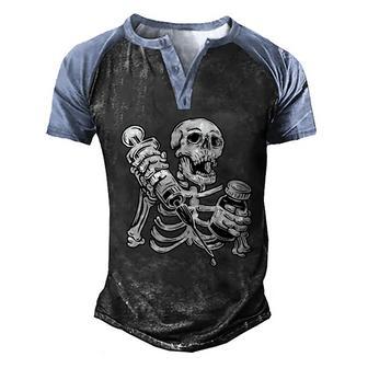 Skeleton Vaccine Graphic Design Printed Casual Daily Basic Men's Henley Shirt Raglan Sleeve 3D Print T-shirt - Thegiftio UK