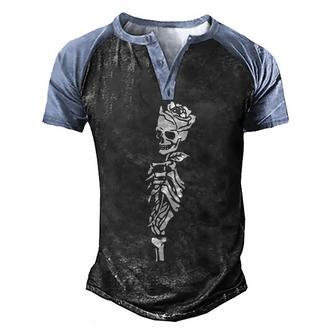 Skull Rose Graphic Design Printed Casual Daily Basic Men's Henley Shirt Raglan Sleeve 3D Print T-shirt - Thegiftio UK