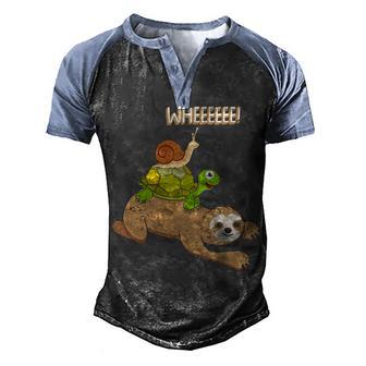 Sloth Pictures Turtle Decor Snail Shells Snails Pace Sloths Men's Henley Shirt Raglan Sleeve 3D Print T-shirt - Thegiftio UK