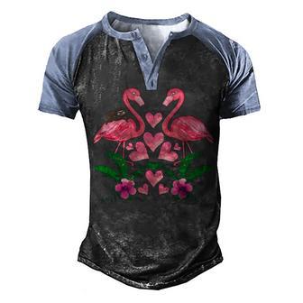 Sloth Riding Flamingo Funny Valentine Sloth Lover Graphic Design Printed Casual Daily Basic Men's Henley Shirt Raglan Sleeve 3D Print T-shirt - Thegiftio UK