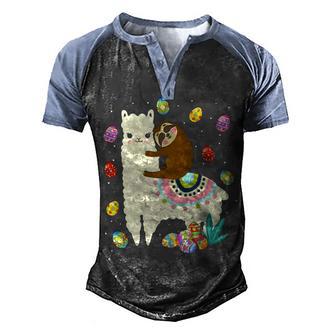 Sloth Riding Llama Cute Llama Funny Men's Henley Shirt Raglan Sleeve 3D Print T-shirt - Thegiftio UK