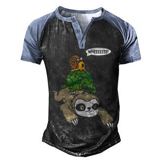 Sloth Turtle Snail Animal Running Wild Men's Henley Shirt Raglan Sleeve 3D Print T-shirt - Thegiftio UK