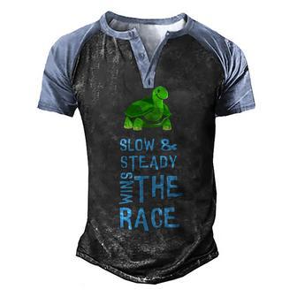 Slow & Steady Wins The Race Turtle Vs Rabbit Funny Men's Henley Shirt Raglan Sleeve 3D Print T-shirt - Thegiftio UK