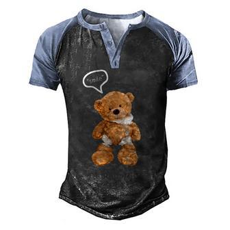 Smile Despite Pain | Funny Teddy Bear | Quote Graphic Design Printed Casual Daily Basic Men's Henley Shirt Raglan Sleeve 3D Print T-shirt - Thegiftio UK