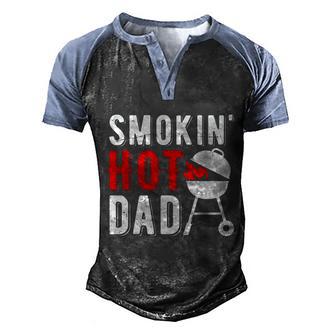 Smokin Hot Dad Funny Bbq Fathers Day Grilling Gift Graphic Design Printed Casual Daily Basic Men's Henley Shirt Raglan Sleeve 3D Print T-shirt - Thegiftio UK