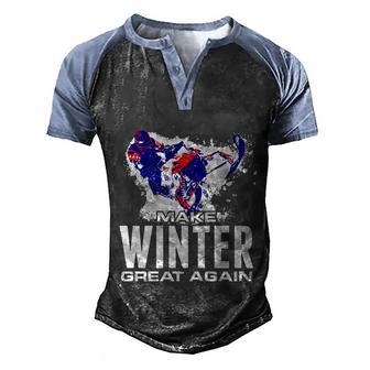Snowmobile Make Winter Great Again Men's Henley Shirt Raglan Sleeve 3D Print T-shirt - Thegiftio UK