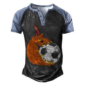Soccer Pumpkin Funny Halloween Men's Henley Shirt Raglan Sleeve 3D Print T-shirt - Thegiftio UK