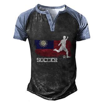 Soccer Taiwan Flag Football Team Soccer Player Funny Gift Graphic Design Printed Casual Daily Basic Men's Henley Shirt Raglan Sleeve 3D Print T-shirt - Thegiftio UK