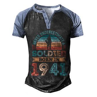 Soldier Born 1941 80Th Birthday Gift Veteran Dad Great Gift Graphic Design Printed Casual Daily Basic Men's Henley Shirt Raglan Sleeve 3D Print T-shirt - Thegiftio UK