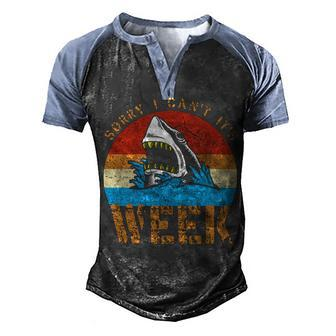 Sorry I Cant Its Week Funny Shark Gifts Men Women Kids Men's Henley Shirt Raglan Sleeve 3D Print T-shirt - Thegiftio UK
