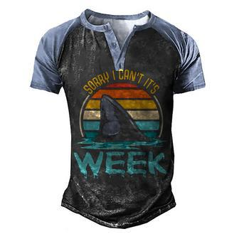 Sorry I Cant Its Week Ocean Scuba Diving Funny Shark Lover Men's Henley Shirt Raglan Sleeve 3D Print T-shirt - Thegiftio UK