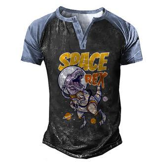 Space Rex Dinosaur Galaxy Men's Henley Shirt Raglan Sleeve 3D Print T-shirt - Monsterry