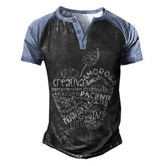 Spanish Bilingual Maestra Teacher Gift Men's Henley Shirt Raglan Sleeve 3D Print T-shirt - Thegiftio UK