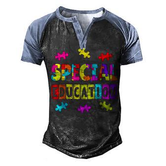 Spead Special Education Teacher Men's Henley Shirt Raglan Sleeve 3D Print T-shirt - Thegiftio UK