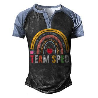 Special Education Teacher Sped Leopard Boho Rainbow 1 Men's Henley Shirt Raglan Sleeve 3D Print T-shirt - Thegiftio UK