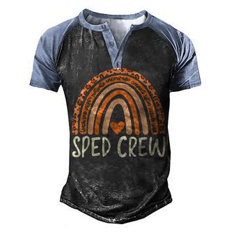 Sped Crew Teacher Leopard Boho Rainbow Back To School Men's Henley Shirt Raglan Sleeve 3D Print T-shirt - Thegiftio UK