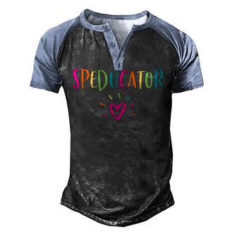 Speducator Special Education Teacher Sped Ed Gift Men's Henley Shirt Raglan Sleeve 3D Print T-shirt - Thegiftio UK