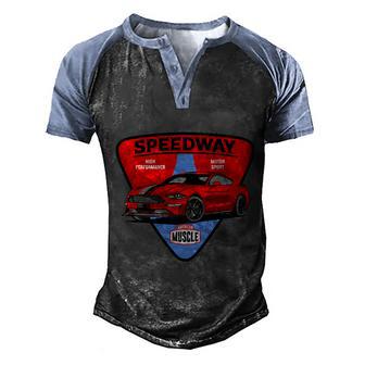Speedway Graphic Design Printed Casual Daily Basic Men's Henley Shirt Raglan Sleeve 3D Print T-shirt - Thegiftio UK