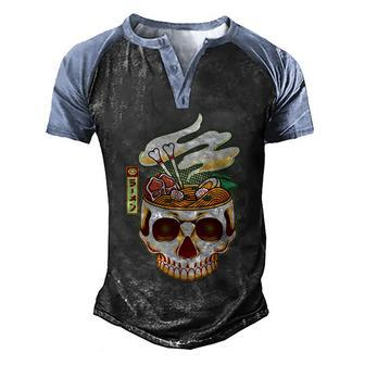 Spooky Halloween Japanese Ramen Skull Bowl Graphic Design Printed Casual Daily Basic Men's Henley Shirt Raglan Sleeve 3D Print T-shirt - Thegiftio UK