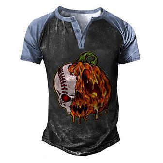 Spooky Halloween Skull Pumpkin Baseball Graphic Design Printed Casual Daily Basic Men's Henley Shirt Raglan Sleeve 3D Print T-shirt - Thegiftio UK