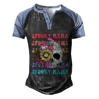 Spooky Mama Floral Skull Matching Family Group Halloween Men's Henley Shirt Raglan Sleeve 3D Print T-shirt - Thegiftio UK