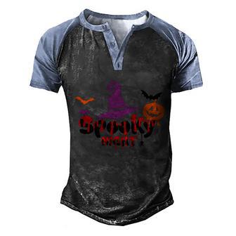 Spooky Night Witch Hat Pumpkin Halloween Quote Graphic Design Printed Casual Daily Basic Men's Henley Shirt Raglan Sleeve 3D Print T-shirt - Thegiftio UK