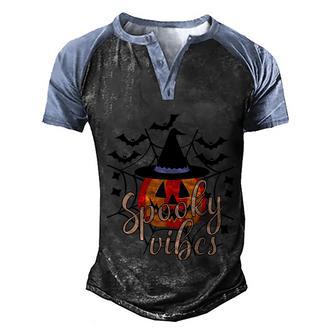 Spooky Vibes Halloween Quote Graphic Design Printed Casual Daily Basic V2 Men's Henley Shirt Raglan Sleeve 3D Print T-shirt - Thegiftio UK