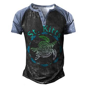St Kitts Vintage Tribal Turtle Gift T Men's Henley Shirt Raglan Sleeve 3D Print T-shirt - Thegiftio UK