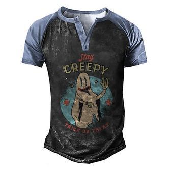 Stay Creepy Halloween Graphic Design Printed Casual Daily Basic Men's Henley Shirt Raglan Sleeve 3D Print T-shirt - Thegiftio UK