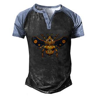 Steampunk Bee Mechanical Steam Powered Gears To Fly Graphic Design Printed Casual Daily Basic Men's Henley Shirt Raglan Sleeve 3D Print T-shirt - Thegiftio UK