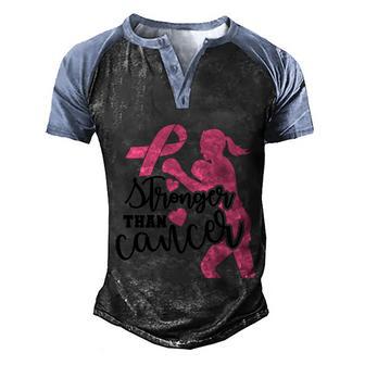 Stronger Than Cancer Pink Ribbon Breast Cancer Graphic Design Printed Casual Daily Basic V2 Men's Henley Shirt Raglan Sleeve 3D Print T-shirt - Thegiftio UK