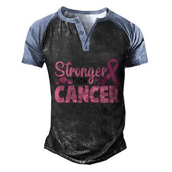 Stronger Than Cancer Pink Ribbon Breast Cancer Graphic Design Printed Casual Daily Basic V3 Men's Henley Shirt Raglan Sleeve 3D Print T-shirt - Thegiftio UK