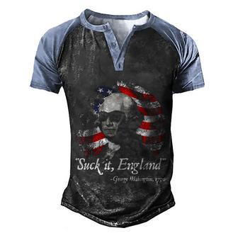 Suck It England Funny 4Th Of July George Washington Graphic Design Printed Casual Daily Basic Men's Henley Shirt Raglan Sleeve 3D Print T-shirt - Thegiftio UK