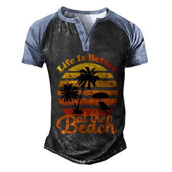 Summer Vacation Life Is Better At The Beach Funny Gift Graphic Design Printed Casual Daily Basic Men's Henley Shirt Raglan Sleeve 3D Print T-shirt - Thegiftio UK