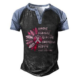 Sunflower Pink Ribbon Breast Caner Men's Henley Shirt Raglan Sleeve 3D Print T-shirt - Monsterry CA