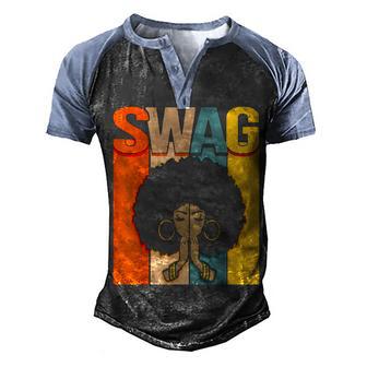 Swag Vintage Melanin Afro Woman Queen Black History Month Men's Henley Shirt Raglan Sleeve 3D Print T-shirt - Thegiftio UK