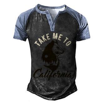 Take Me To California Graphic Design Printed Casual Daily Basic Men's Henley Shirt Raglan Sleeve 3D Print T-shirt - Thegiftio UK