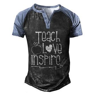 Teach Love Inspire Cute Gift For Teacher Graphic Design Printed Casual Daily Basic Men's Henley Shirt Raglan Sleeve 3D Print T-shirt - Thegiftio UK