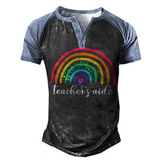 Teachers Aide Appreciation Gifts Cute Rainbow Teachers Aide Men's Henley Shirt Raglan Sleeve 3D Print T-shirt - Thegiftio UK