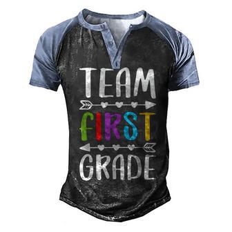 Team First Grade 1St Grade Teacher Student Gift Men's Henley Shirt Raglan Sleeve 3D Print T-shirt - Thegiftio UK